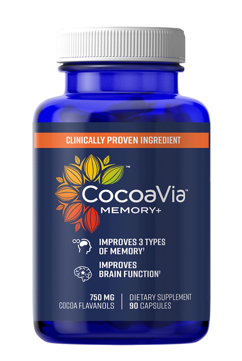 CocoaVia Memory+ bottle with capsules for daily memory support