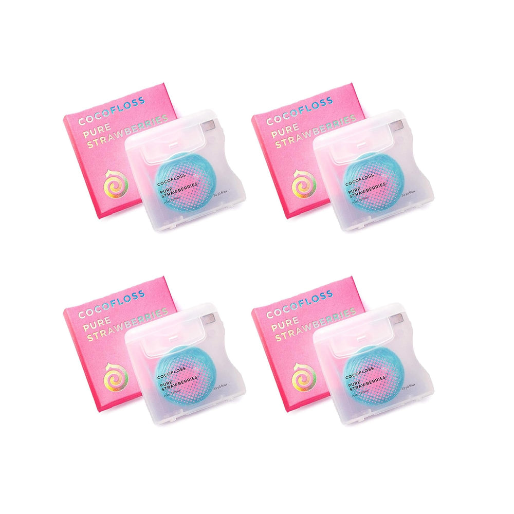 Hero image of Cocofloss Woven Dental Floss with 4 spools and strawberry scent