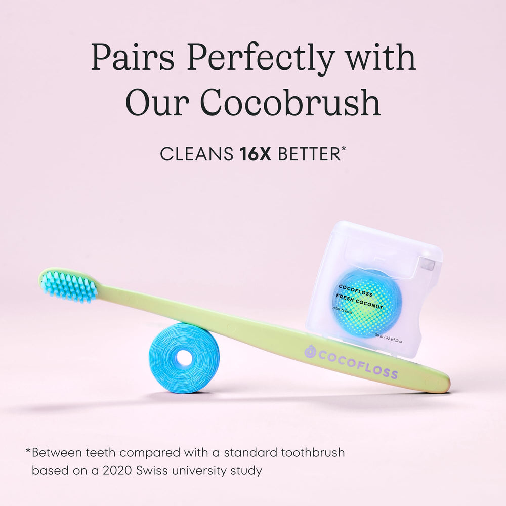 Floss from recycled water bottles (~85% recycled)