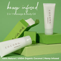 Coconu Hemp Infused Moisturizing Oil back label with ingredients
