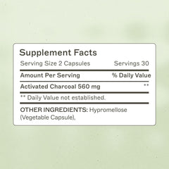 Label on Coconut Charcoal Capsules bottle