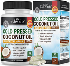 Bottle of Coconut Oil Capsules 2000mg Organic Extra Virgin