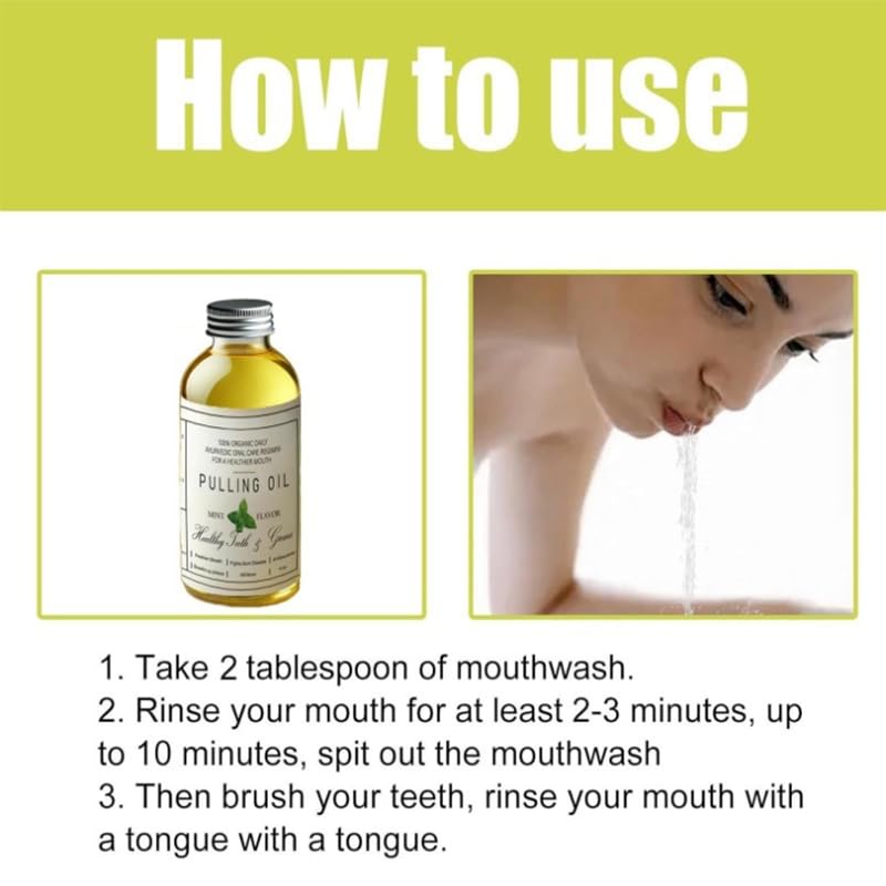 Teeth whitening with coconut oil pulling and peppermint