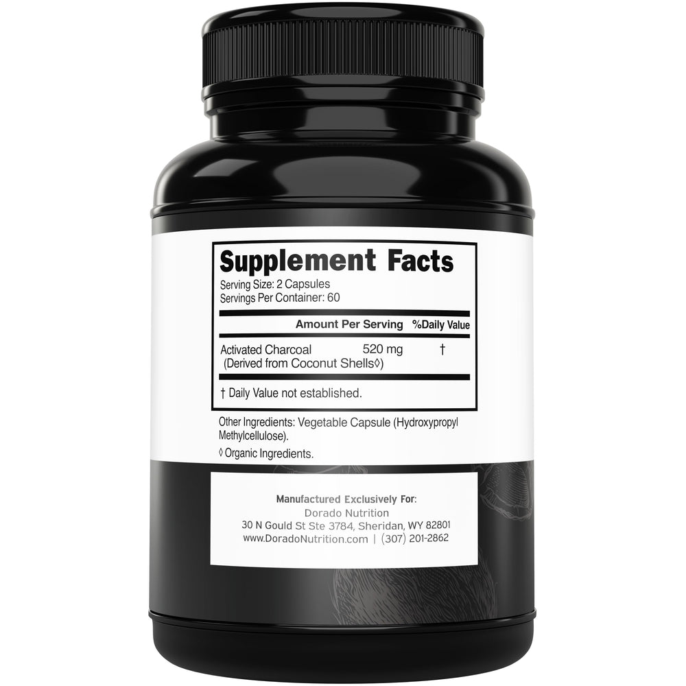 Activated charcoal derived from coconut shells, 520mg per serving
