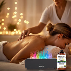 Close-up of Coconut Vanilla essential oil bottle showing amber glass and label