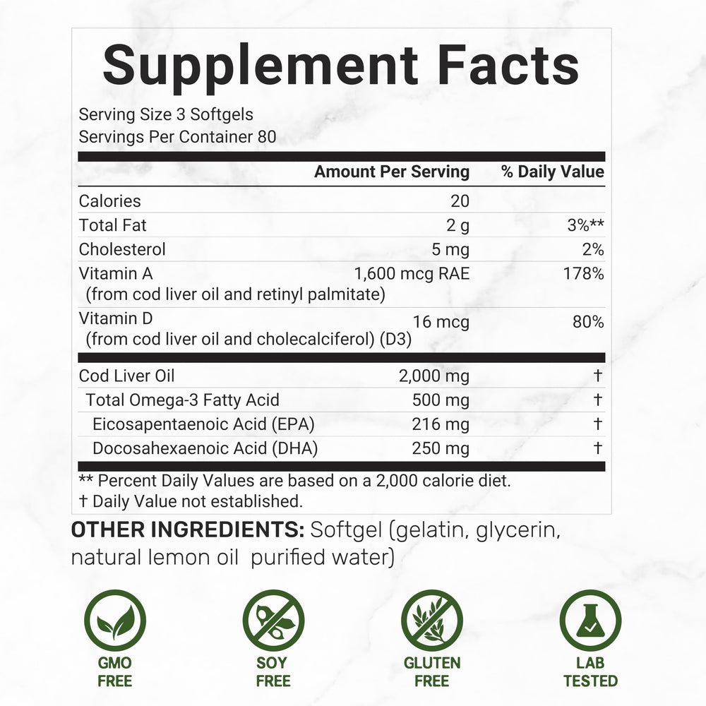 Supplement label highlighting 2,000mg per serving and EPA/DHA
