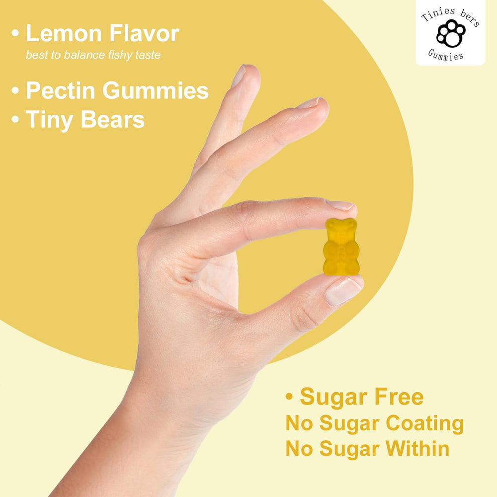 Close-up of lemon-flavored cod liver oil gummy texture