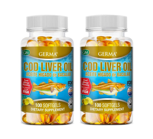 GERMA Cod Liver Oil Capsules 2x100 bottle label