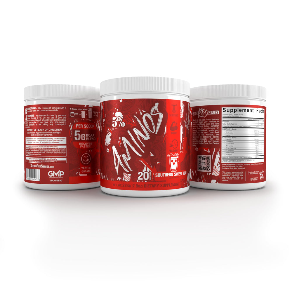 Athlete performing exercise with Code Red Aminos nearby