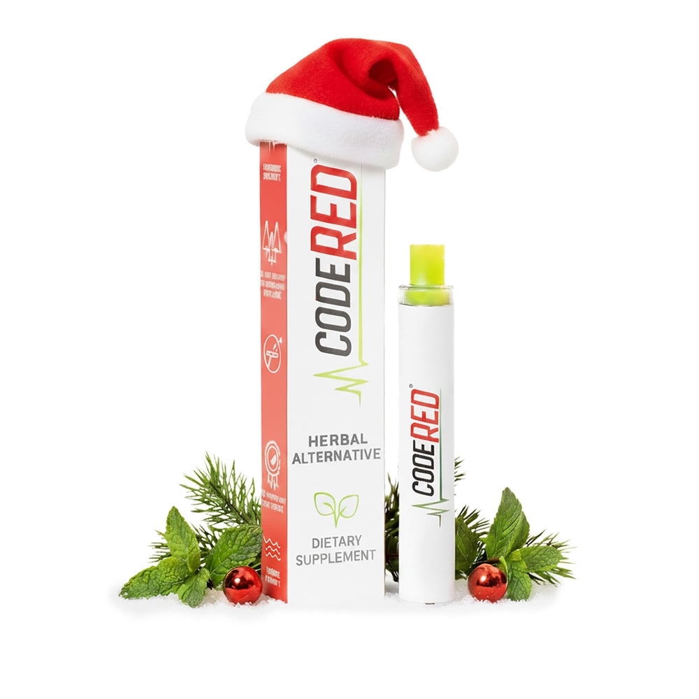 Code Red V-Aid Herbal Diffuser Pen close-up with mullein, thyme, and mint blend