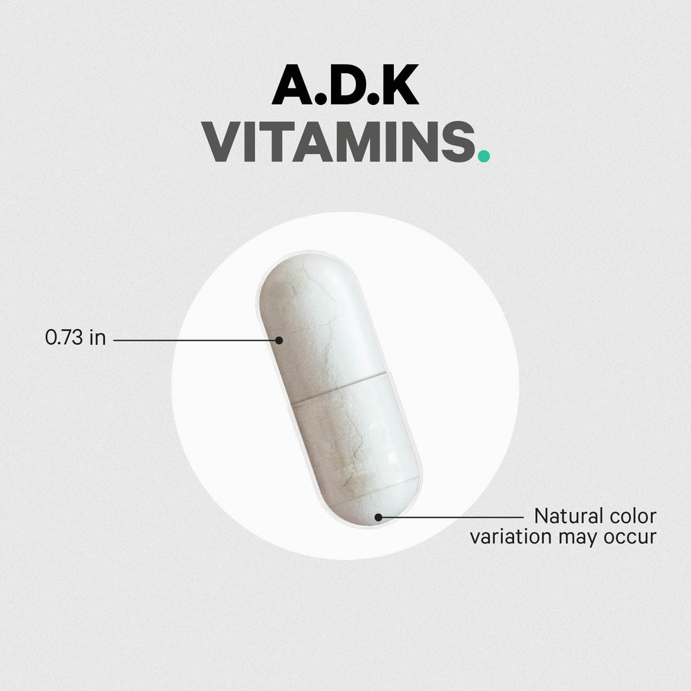 Codeage ADK label highlights A, D3 5000 IU, and K vitamins.