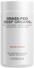 Front view of Codeage Grass-Fed Beef Organs bottle label