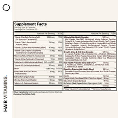 Close-up of capsules and key ingredients biotin, collagen, keratin