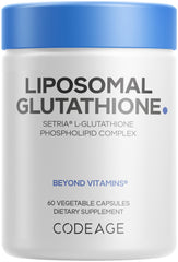 Codeage Liposomal Glutathione 500 mg cap illustrating high-potency Setria L-Glutathione.