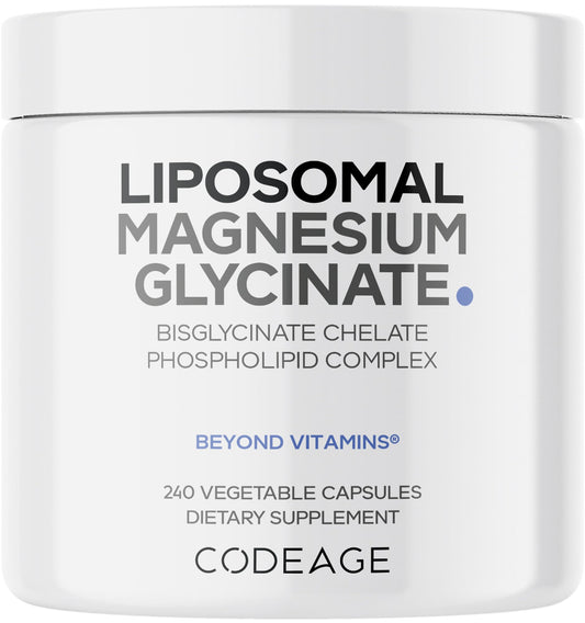 Codeage Liposomal Magnesium Glycinate bottle with front label on white background