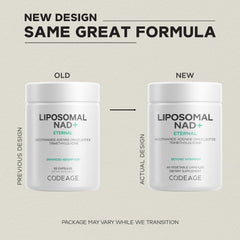 Codeage NAD+ label detail with supplement facts and vegan icon