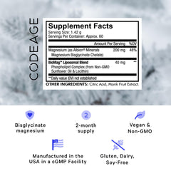 Codeage Magnesium Glycinate powder front label close-up