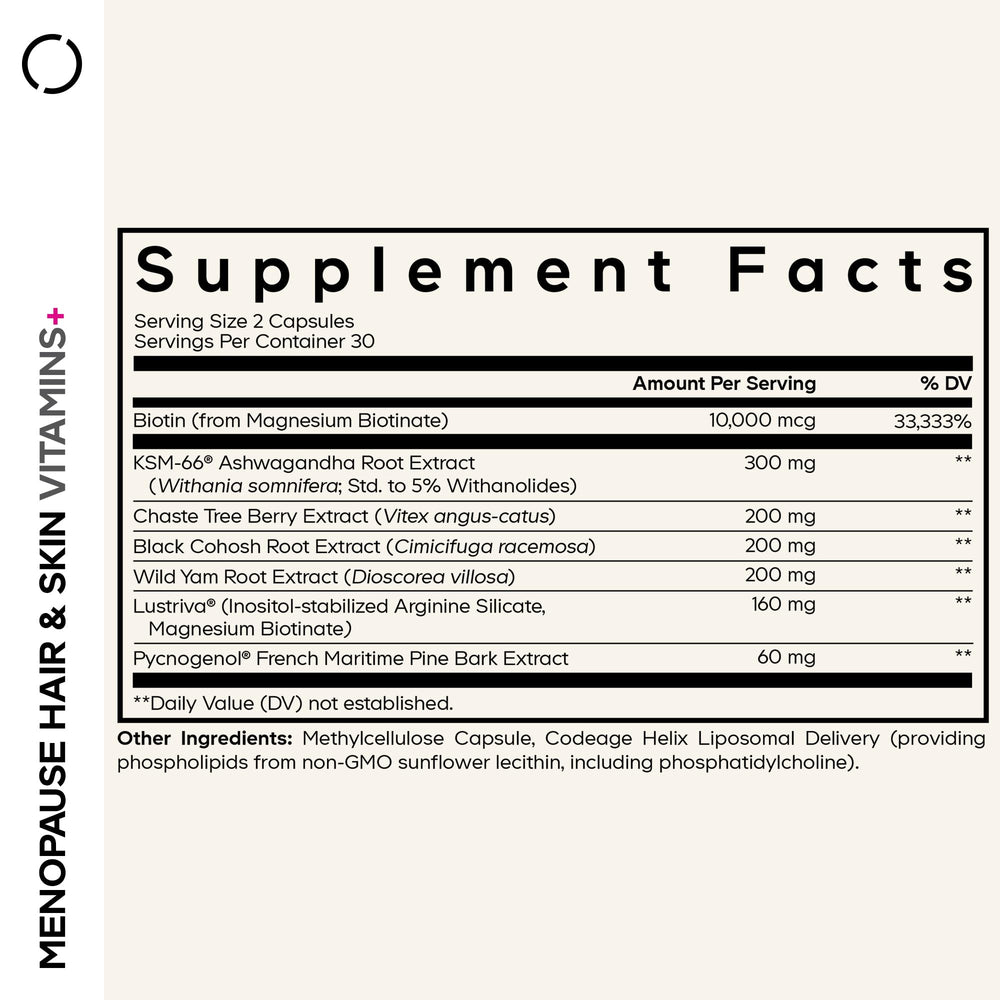Codeage Menopause Hair & Skin Vitamins+ bottle