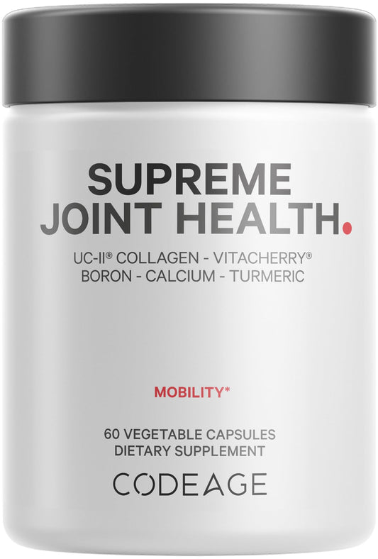 Bottle of Codeage Supreme Joint Health UC-II capsules