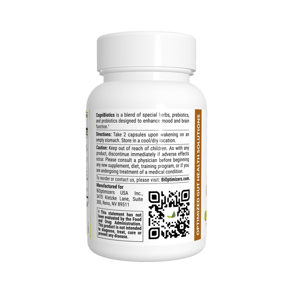 Ingredients and label of Cognibiotics Probiotic Brain Supplement