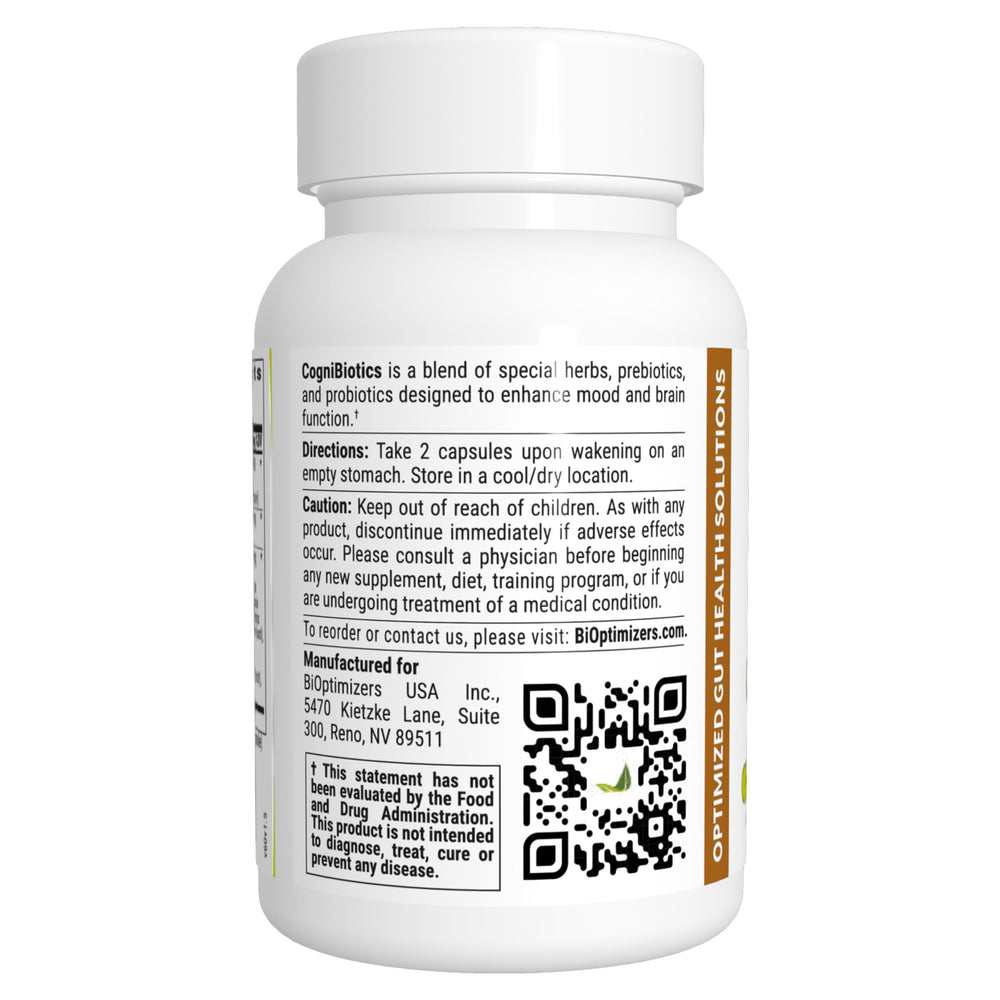 Cognibiotics packaging with 60 capsules on white background