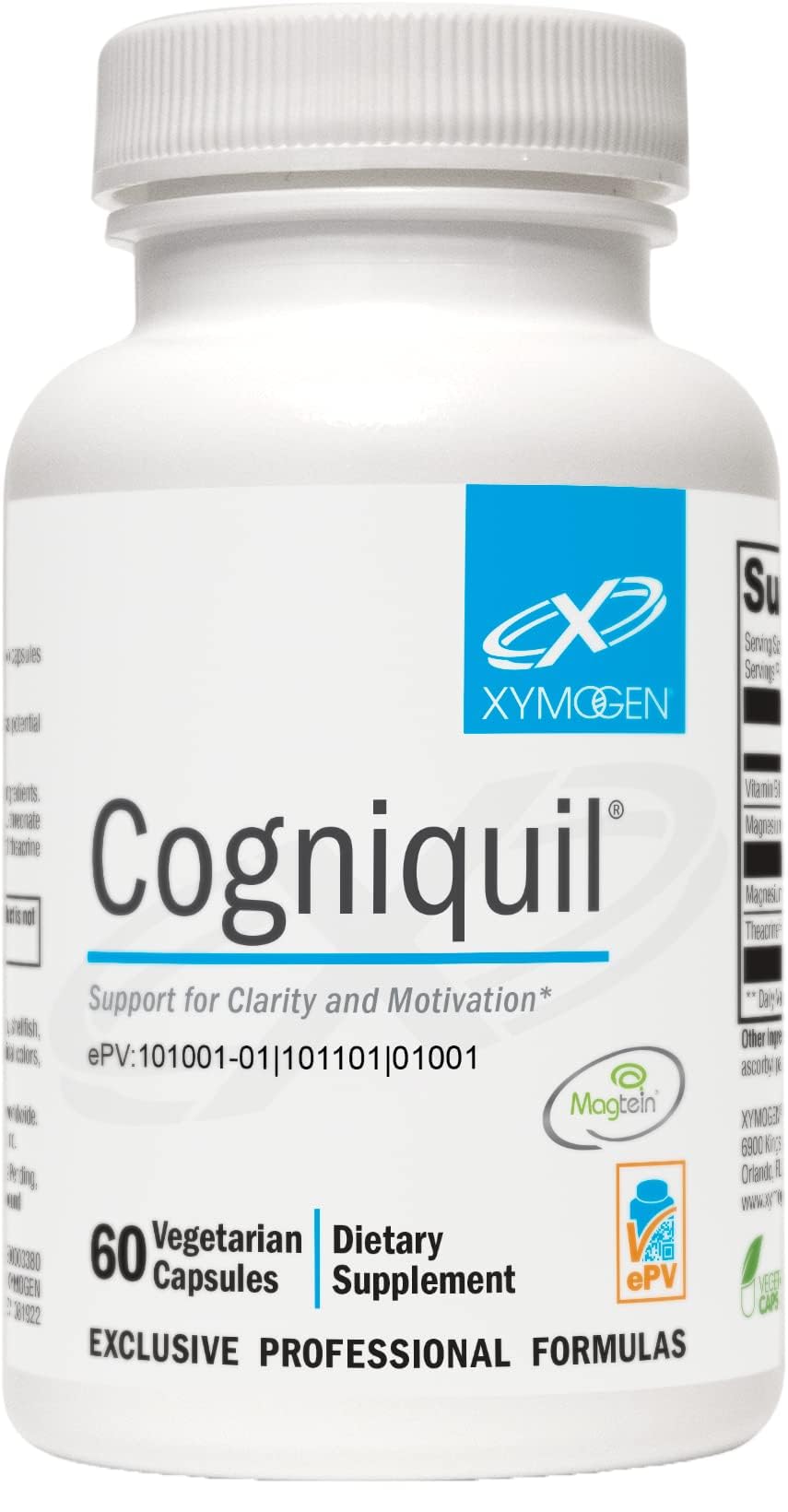 XYMOGEN Cogniquil bottle label and packaging
