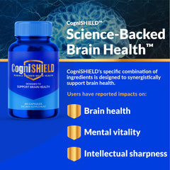 CogniSHIELD capsules dispensed for easy daily use supporting brain vitality