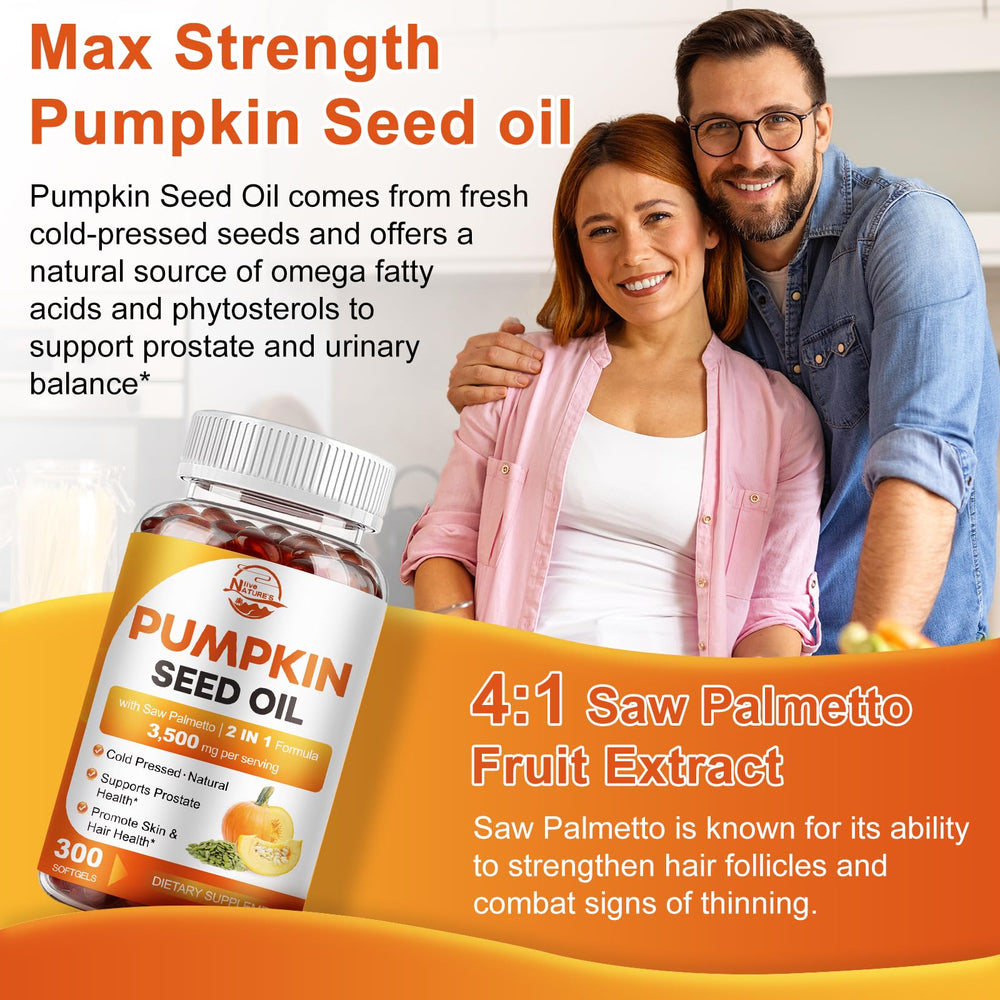 Cold-pressed non-GMO pumpkin seed oil bottle