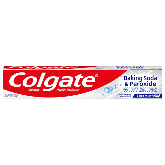Colgate Baking Soda and Peroxide Whitening Toothpaste Brisk Mint 2.5 oz tube, 6-pack