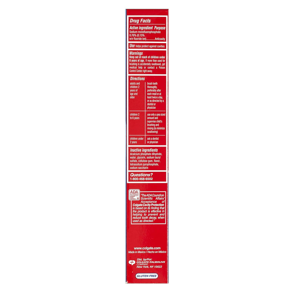 Two Colgate toothpaste tubes standing upright on white background