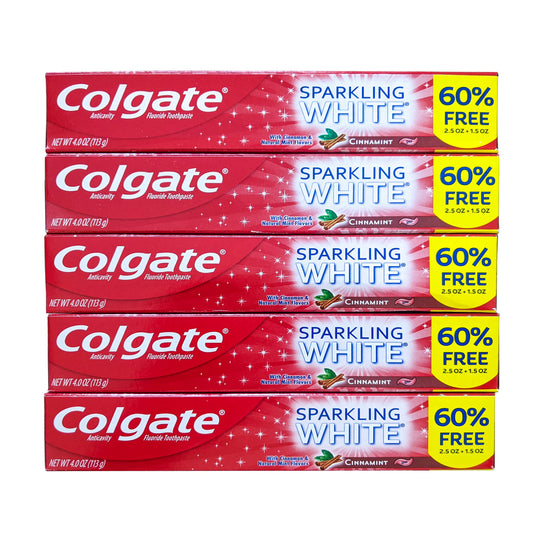 Colgate Cinnamint toothpaste tube with cinnamon and mint branding
