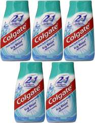 Colgate 2-in-1 Whitening Toothpaste Icy Blast 5-pack bottle display