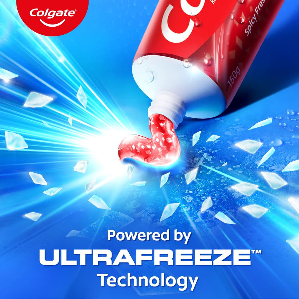 Close-up of cooling crystals in Colgate MaxFresh Red Gel toothpaste