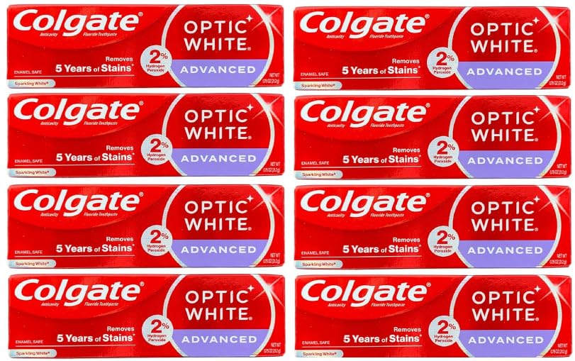 Colgate Optic White Advanced Toothpaste 0.75 oz (24 g) – 12 pack, front view