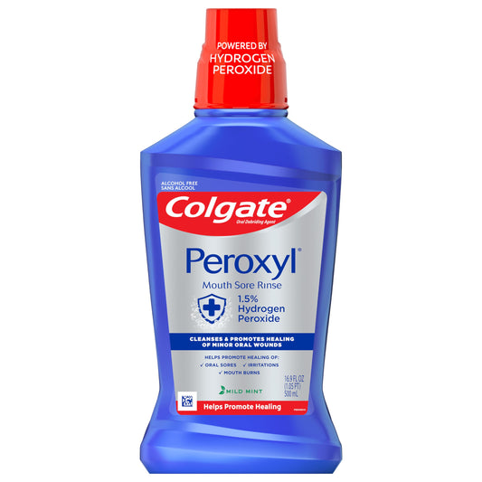Colgate Peroxyl Mouthwash 500ml bottle with Mild Mint flavor