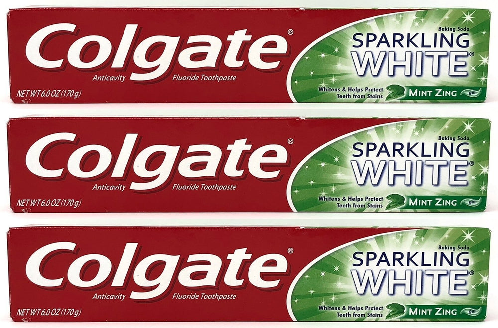 Colgate Sparkling White Baking Soda Anticavity Fluoride Gel Toothpaste Mint Zing 6 oz tube