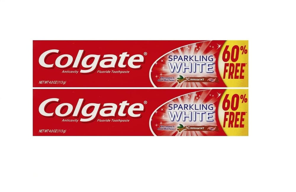 Colgate Sparkling White Cinnamint toothpaste 4 oz 2-pack front view