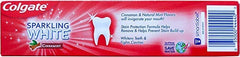Whitening and stain protection imagery on Colgate toothpaste packaging