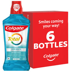 Front view of Colgate Total Gum Health Alcohol Free Mouthwash 1L bottle