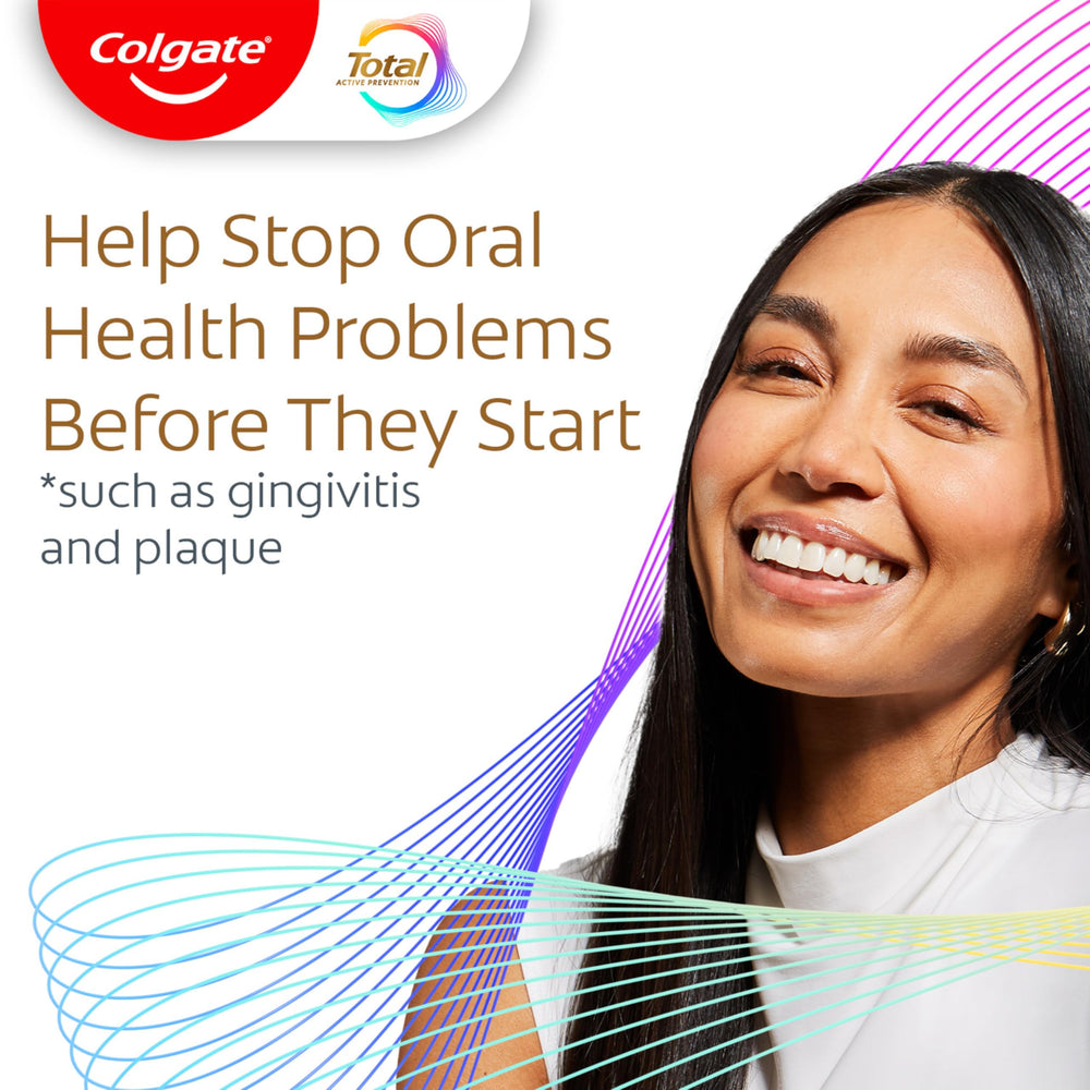 Colgate Total Mouthwash shown after brushing for continued protection