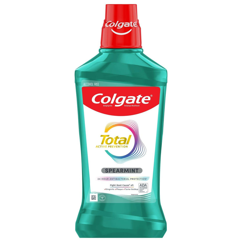 Colgate Total Pro-Shield Mouthwash Spearmint Surge bottle 500 mL (16.9 fl oz) in six-pack