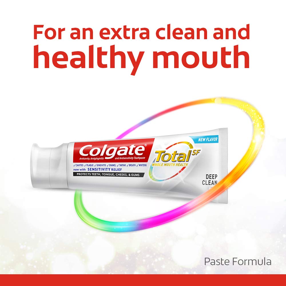 Close-up of Colgate Total toothpaste tube label