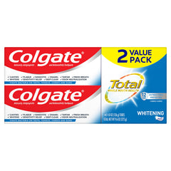 Front view of Colgate Total Whitening Toothpaste 4.8 oz 2-count