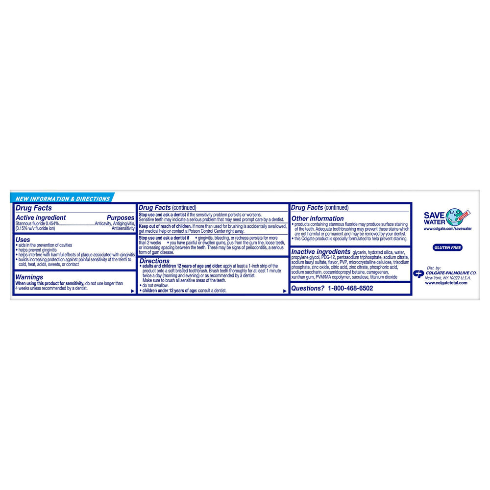 Side view of Colgate Total Whitening toothpaste tube