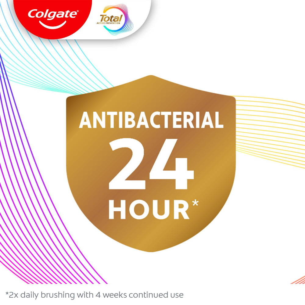 Before and after surface stain removal with Colgate Total toothpaste