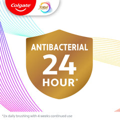 Before and after surface stain removal with Colgate Total toothpaste