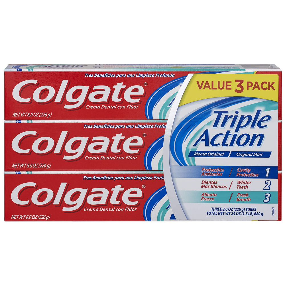Colgate Triple Action Toothpaste Mint 8.0 oz pack - front view
