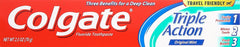 Packshot showing Colgate Triple Action Travel Toothpaste Mint 2.5 oz 6-pack