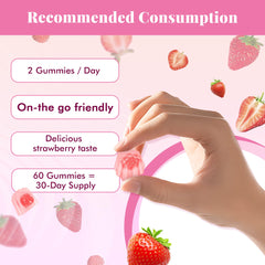 Bottle label showing serving size of 2 gummies per day