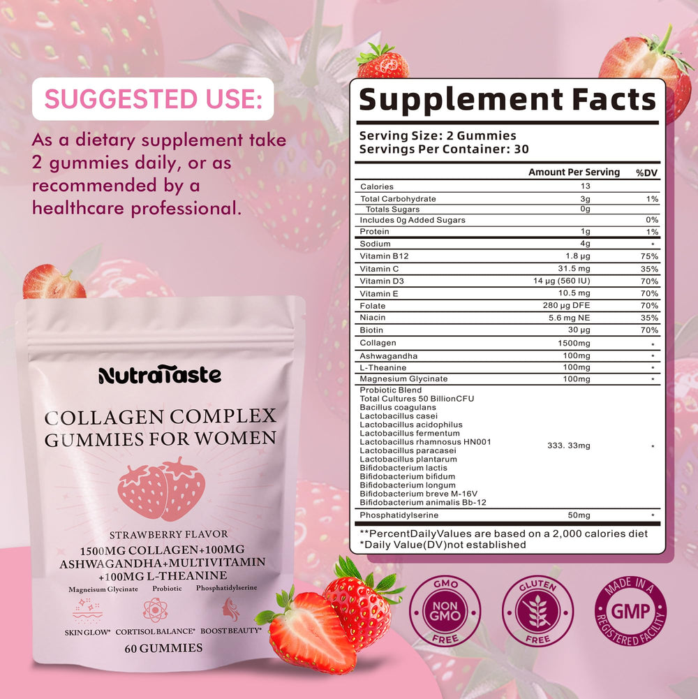 Close-up of strawberry-flavored collagen gummies